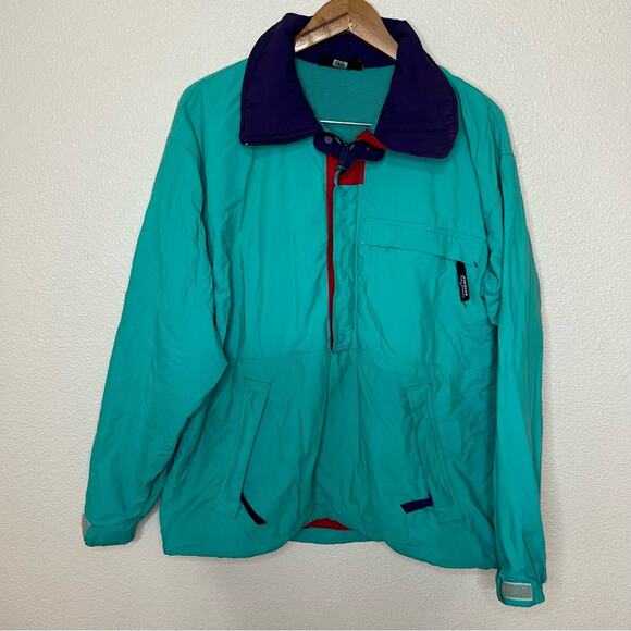 VTG Patagonia Jacket Teal Anorak Pullover Wind Rain Skanorak 80s 90s Mens MEDIUM
